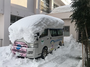 ウェルモバスも雪帽子